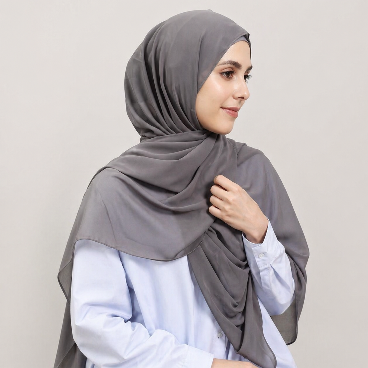 Plain adjustable Hijab with inner cap and magnet..