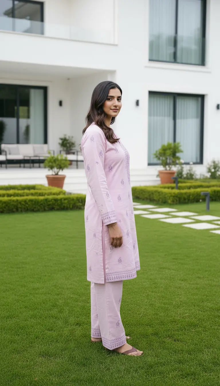 Riya Kurta Set | Pink Embroidered Kurta with Pants