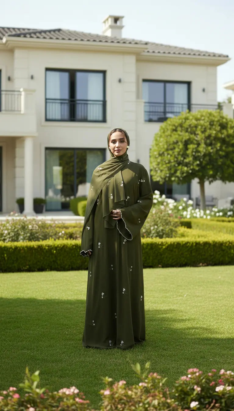 Safiya  Abaya – Floral Embroidered Flowing Abaya