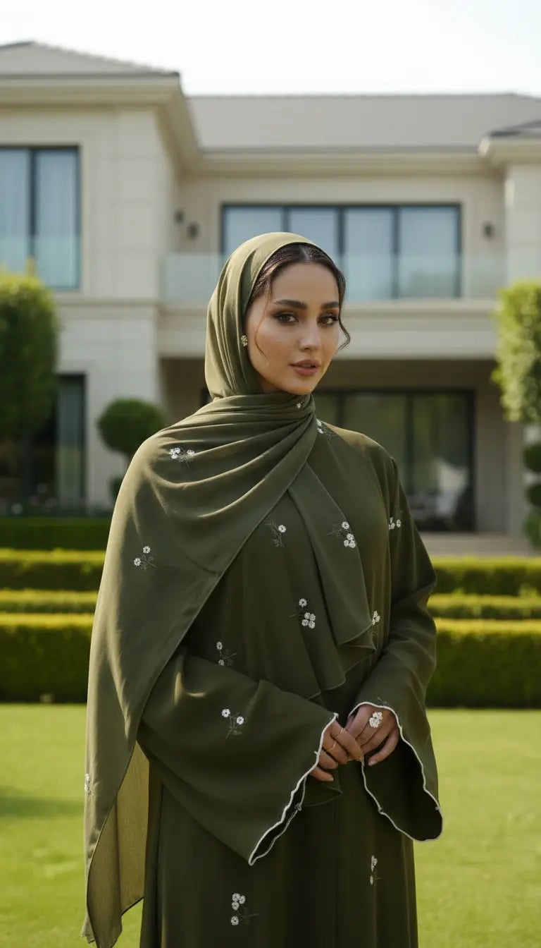 Safiya  Abaya – Floral Embroidered Flowing Abaya