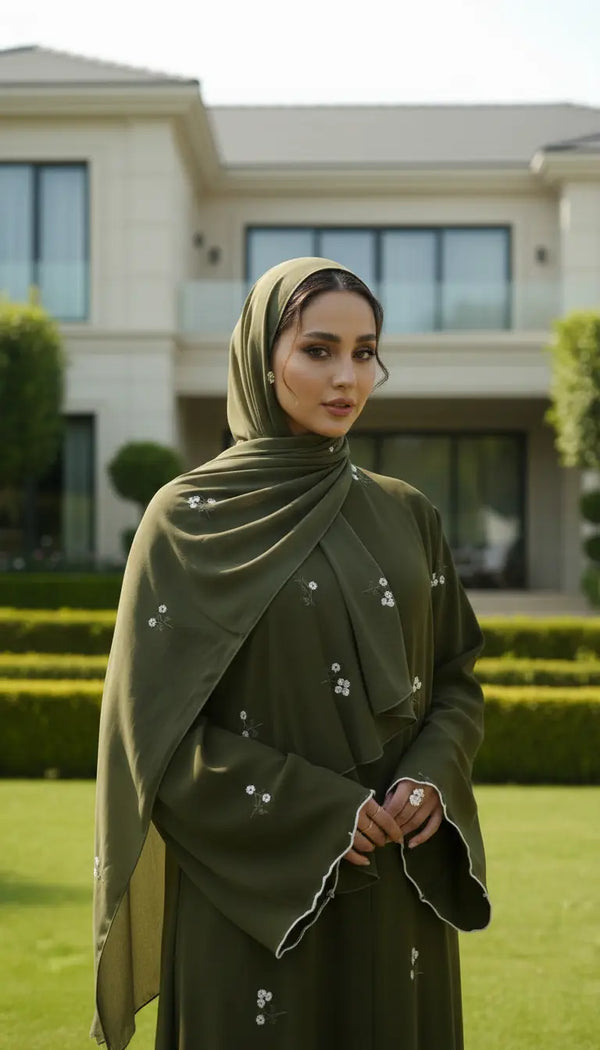 Safiya  Abaya – Floral Embroidered Flowing Abaya