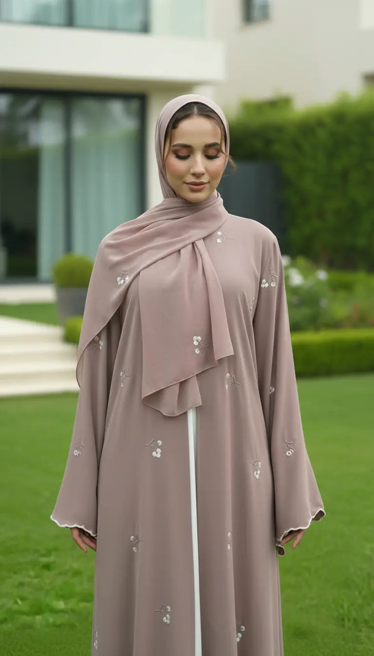 Safiya  Abaya – Floral Embroidered Flowing Abaya
