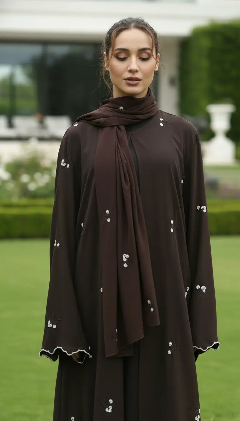 Safiya  Abaya – Floral Embroidered Flowing Abaya